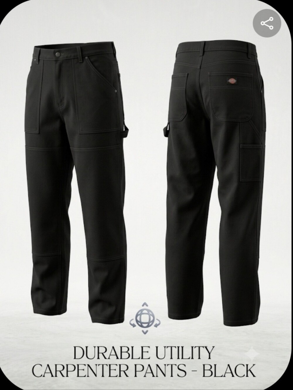 Dickies Black Cargo Work Pants - Men's Pocketed Utility Trousers 36x30